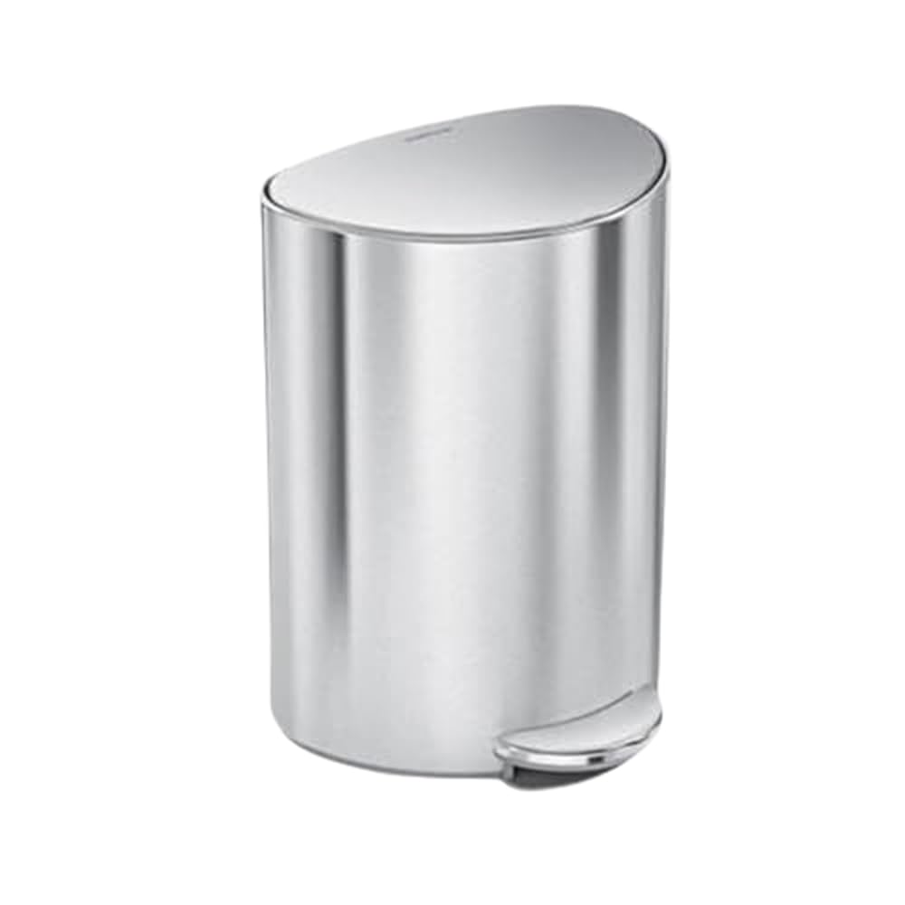 simplehuman 6L semi-Round Step can, Brushed Stainless Steel