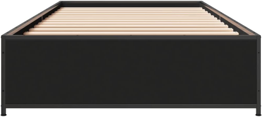 Twin Bed Frame with Storage Headboard, LED Lights Upholstered Platform Bed