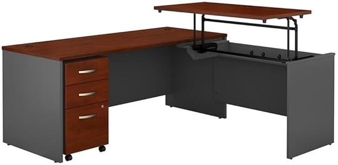 Series C 72W x 30D 3 Position Sit to Stand L Shaped Desk with Mobile File Cabinet