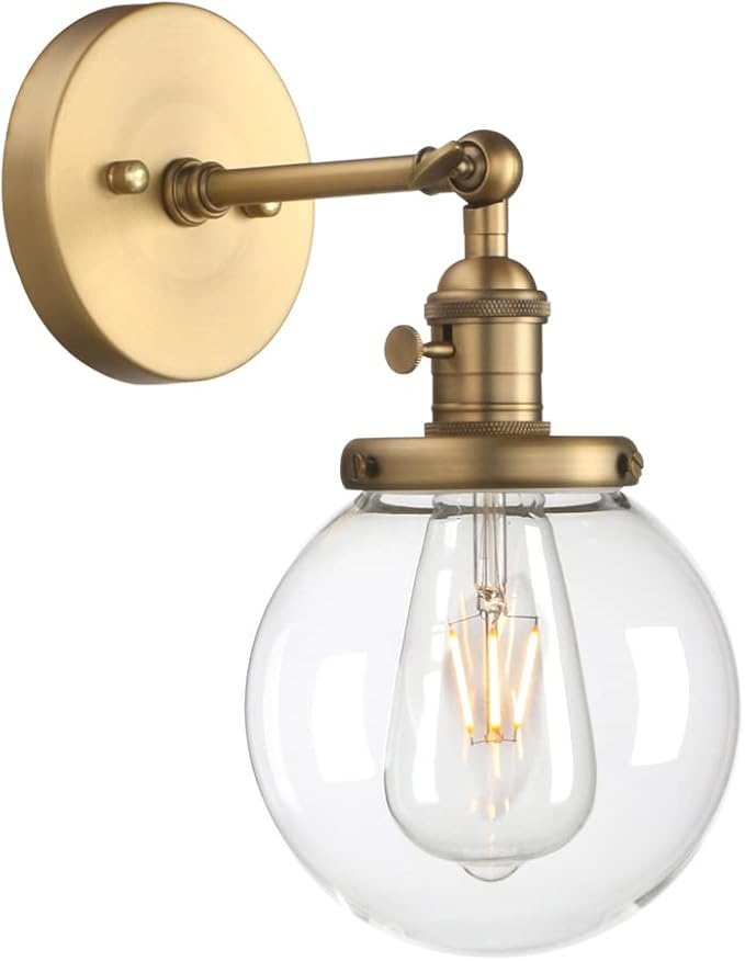 Black Bathroom Light Fixture Single Industrial Wall Sconce with 5.9 Inches Globe