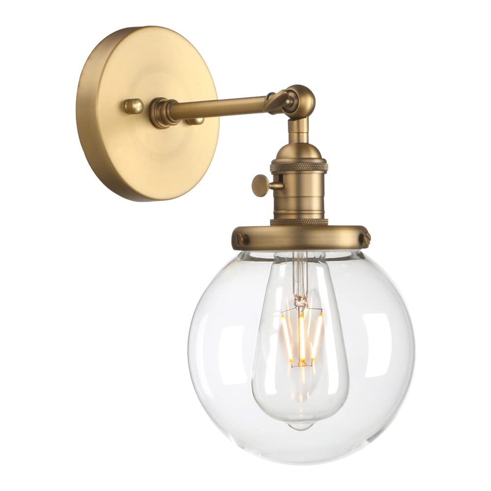 Bathroom Light Fixture Single Industrial Wall Sconce with 5.9 Inches Globe Lampshade