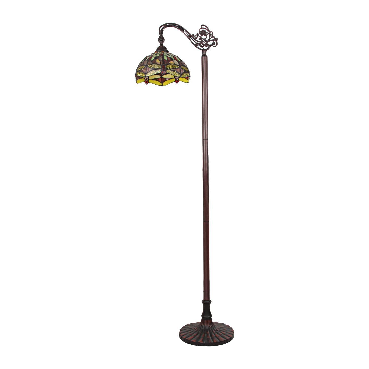 Empress Dragonfly Tiffany-Style Dark Bronze 1 Light Reading Floor Lamp 11" Wide