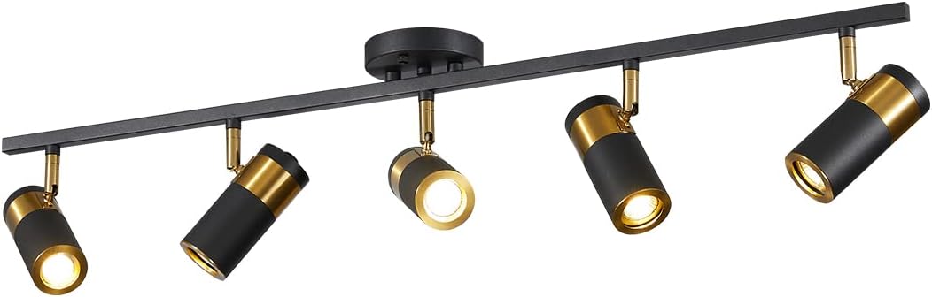 Black 5 Lights Spot Fixture Matte Black LED Track Lighting Fixtures Modern Flush Mount