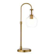 Arc Table Lamp with Glass Shade in Brushed Brass/Seeded, Lamp, Desk Lamp