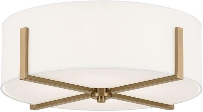Malen 52594CPZ Flush Mount 4-Light 20˝ with White Fabric Shade in Champagne