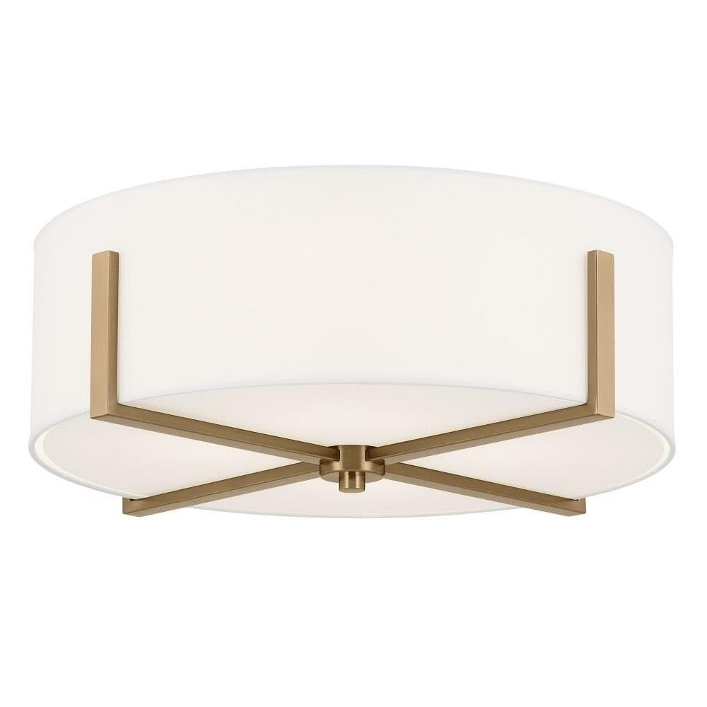 Malen 52594CPZ Flush Mount 4-Light 20˝ with White Fabric Shade in Champagne