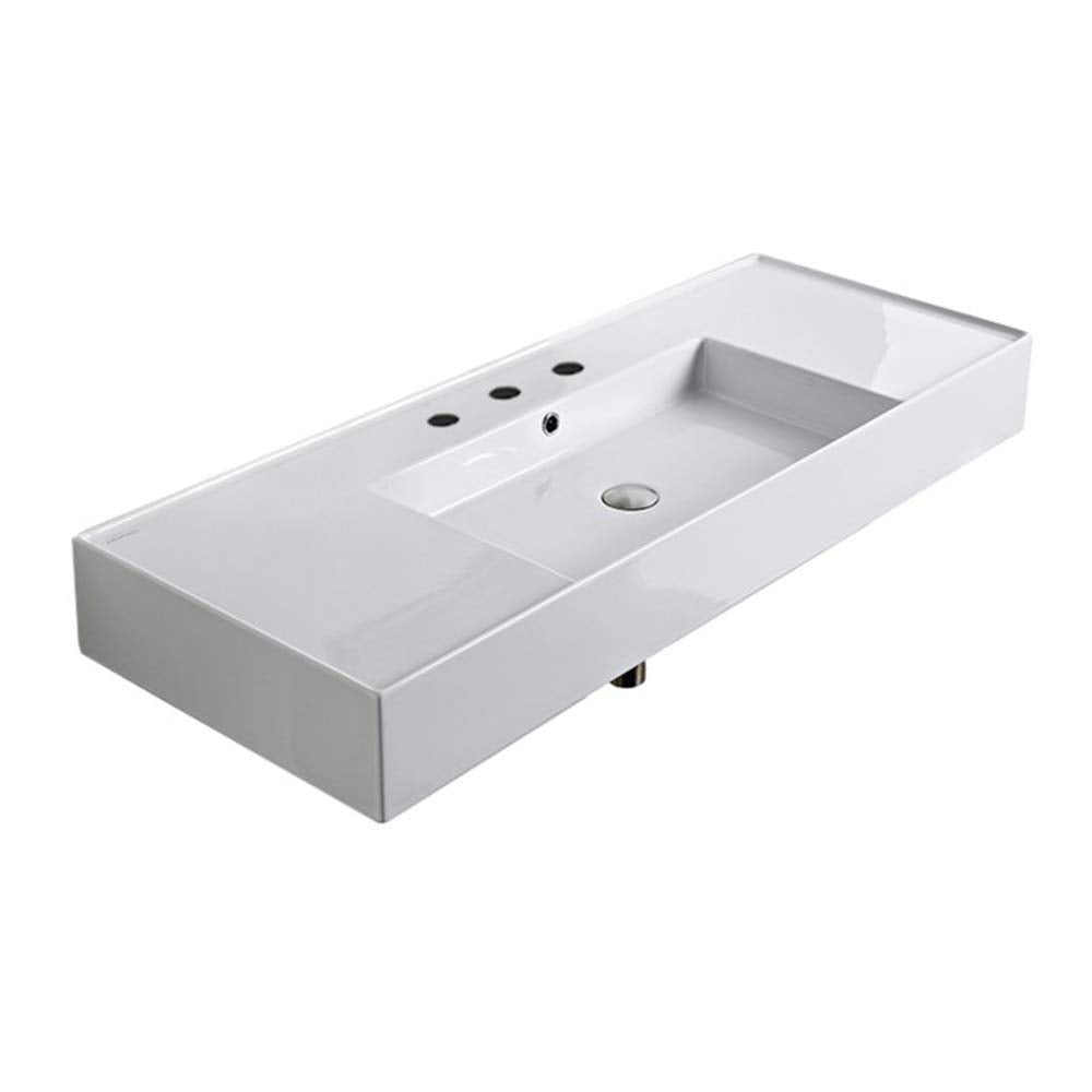 5125-Three Bathroom Sink, Three Hole, White