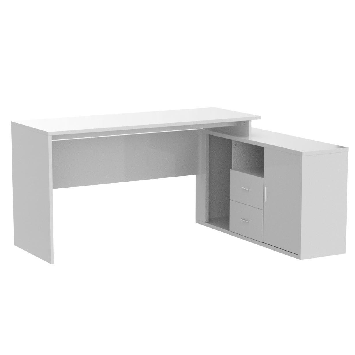 Home Office Computer Desk Corner Desk with 2 Drawers and 2 Open Cubes