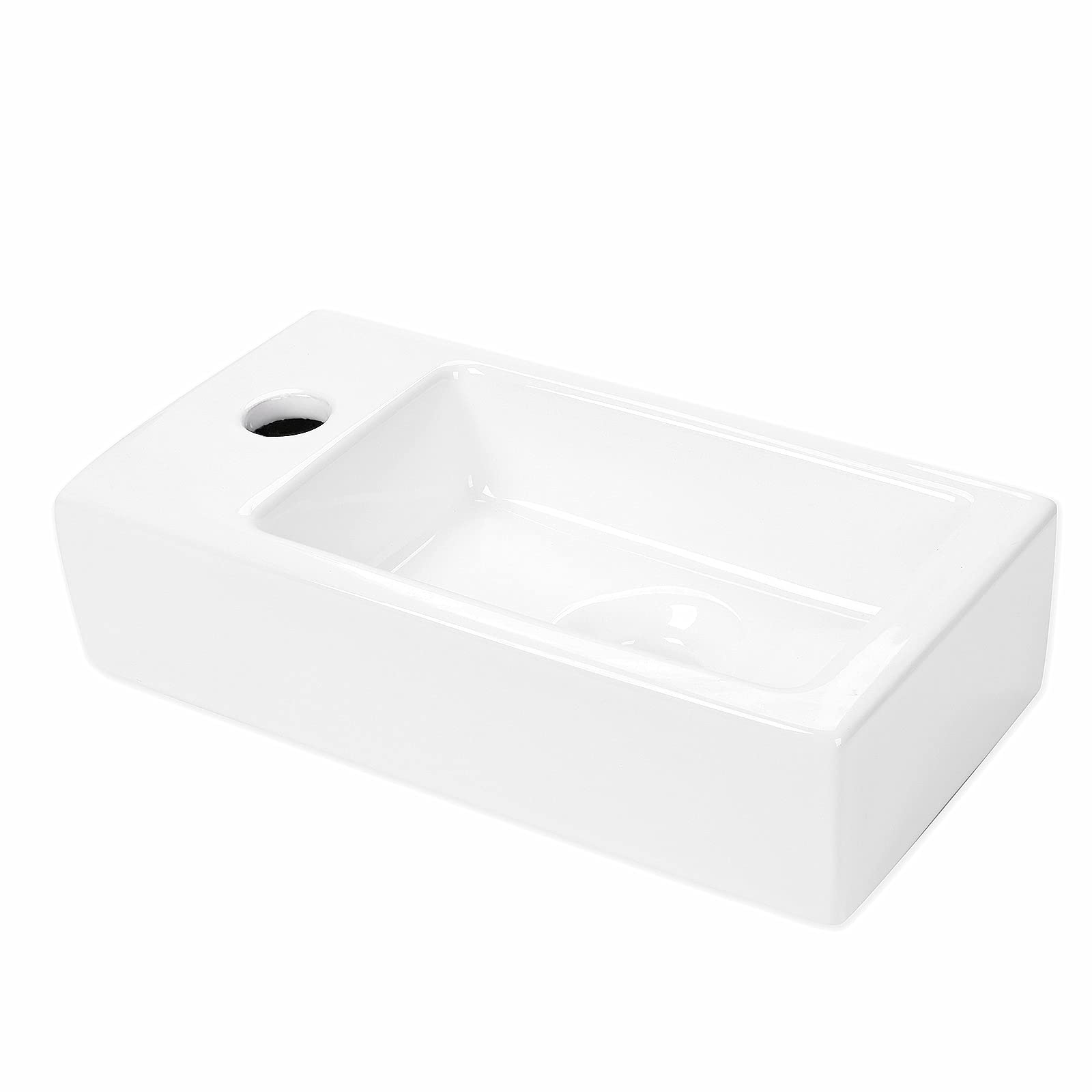 Ceramic Liberty Wall Mount Sink, Rectangle Small Bathroom Sink