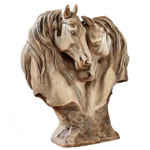 Loving Horses Table Sculpture Tan - Light Brown - Made of Resin