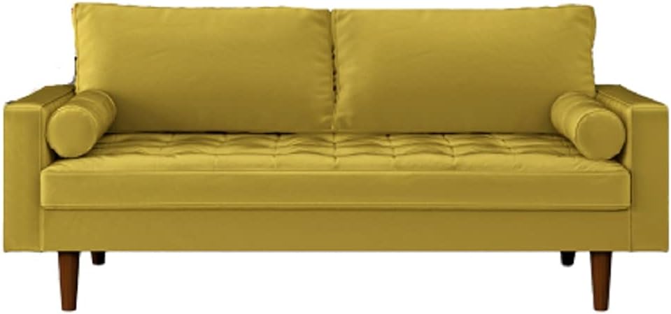 Womble Mid Century Modern Soft Velvet Upholstered Tufted Seat with Bolster Pillows