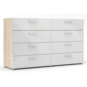 Austin 8 Drawer Double Dresser, Oak Structure/White High Gloss