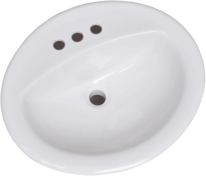 573428 Oval Drop-In Sink 20x17 Single Basin in White