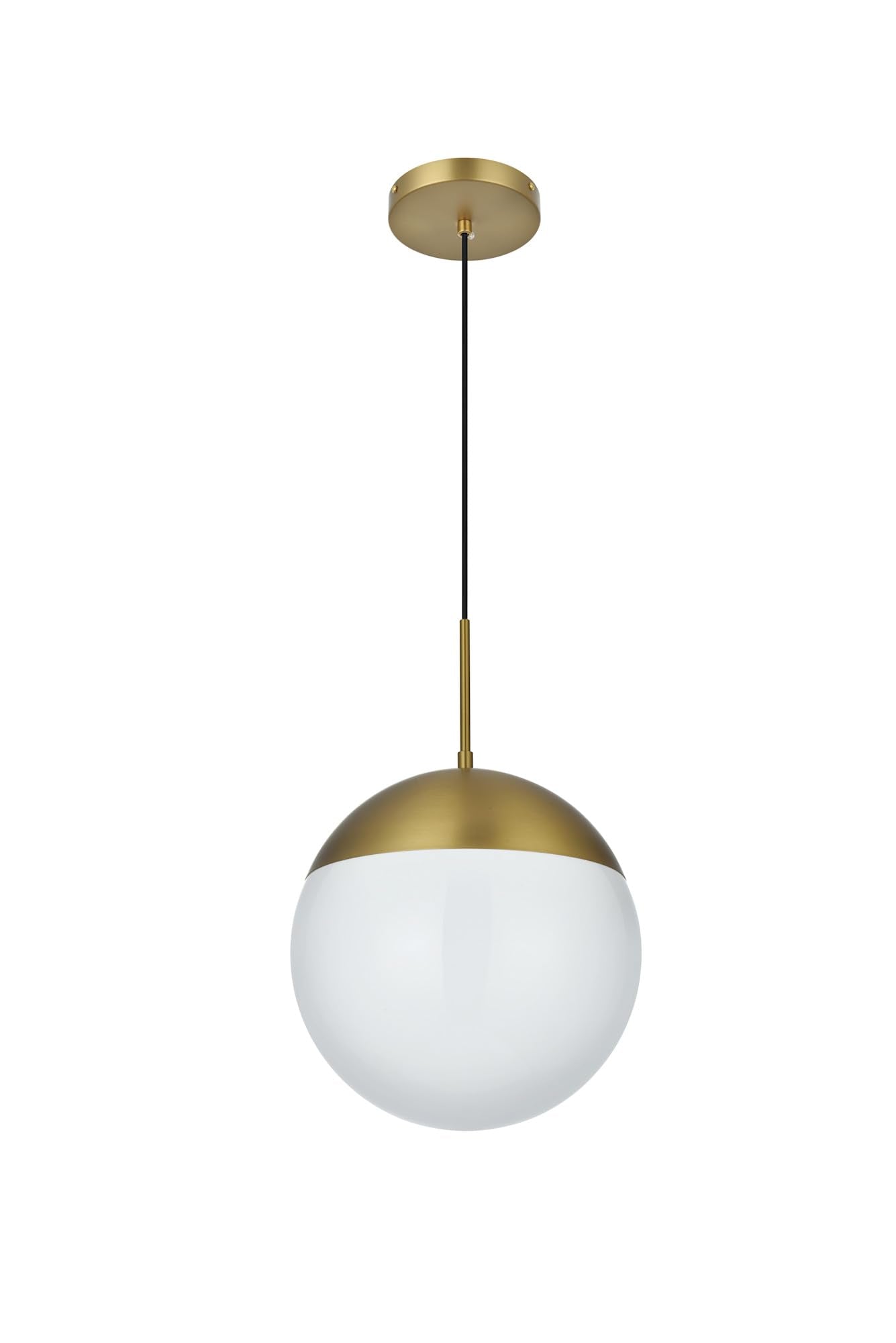 Living District Eclipse 1-Light & Glass Metal Pendant in Brass/White