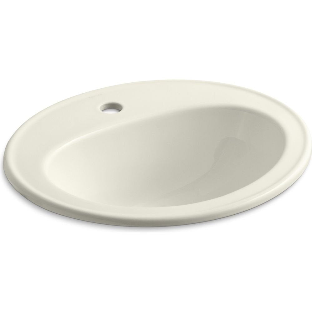K-2196-1-96 Pennington 20-1/4 Oval Drop-In 1 Bowl Bathroom Sink Biscuit