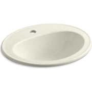 K-2196-1-96 Pennington 20-1/4 Oval Drop-In 1 Bowl Bathroom Sink Biscuit