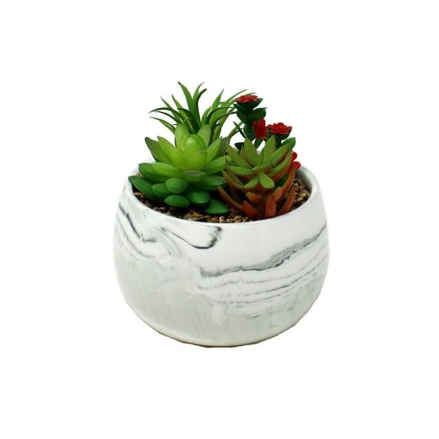 Modern Elegance: Artificial Dracaena Plant Arrangement in Black Ceramic Pot, Lifelike