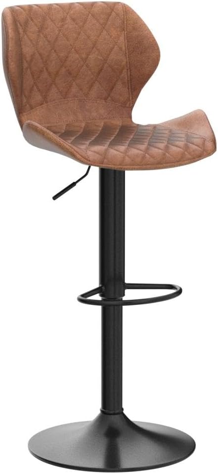 Bar stools Set of 4 Brown Leather Bar Stools, Adjustable Counter Height Barstools