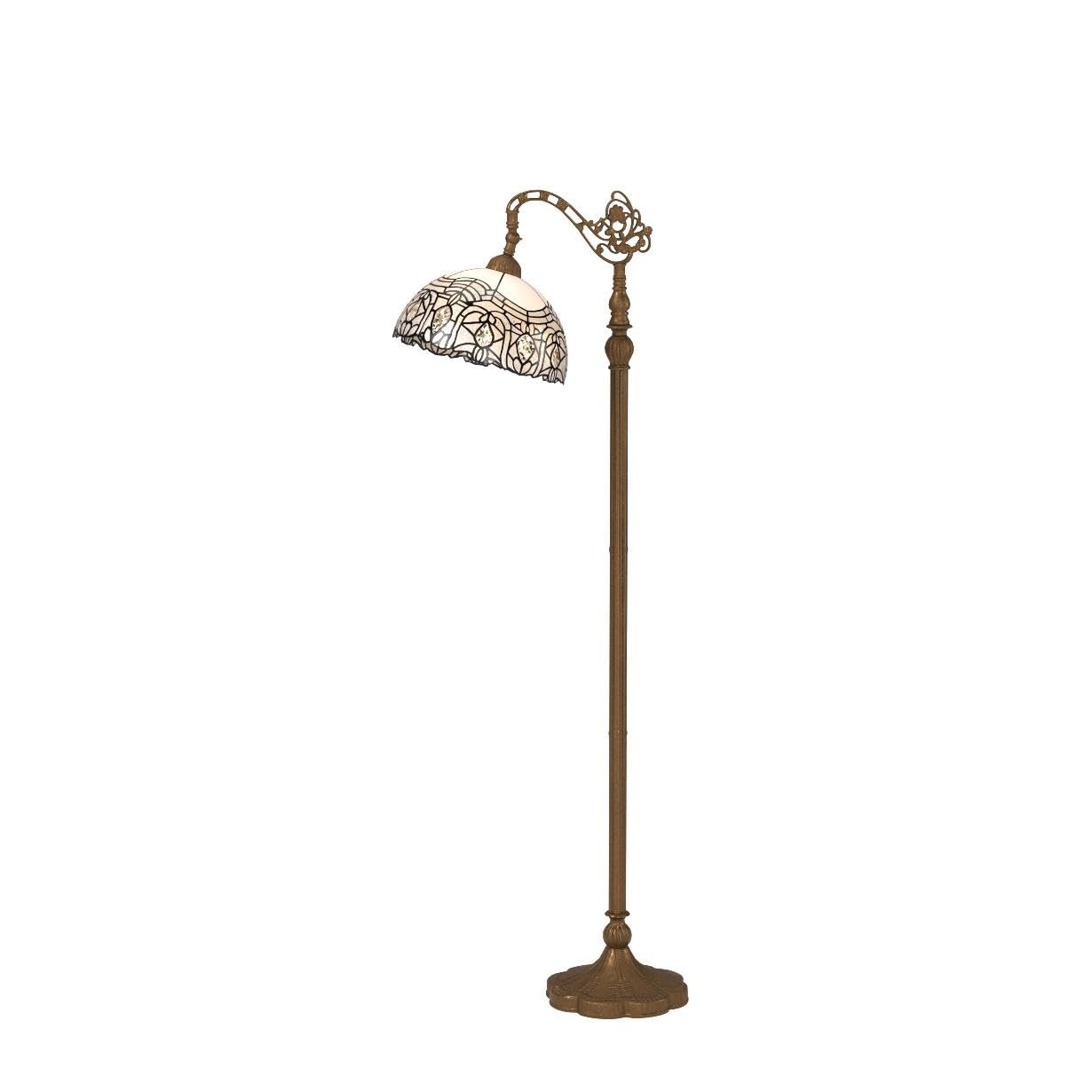Tiffany Floor Lamp White Crystal Bent Stained Glass Arched Lamp 12X18X64 Inches