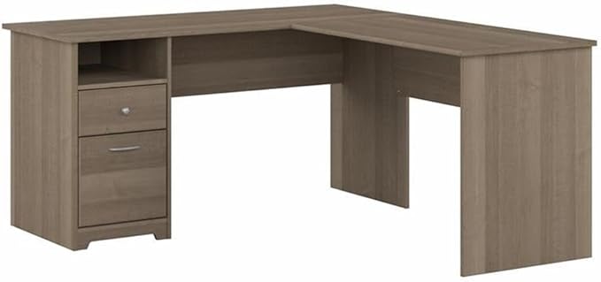 Cabot 60W L Shaped Computer Desk with Drawers in Harvest Cherry