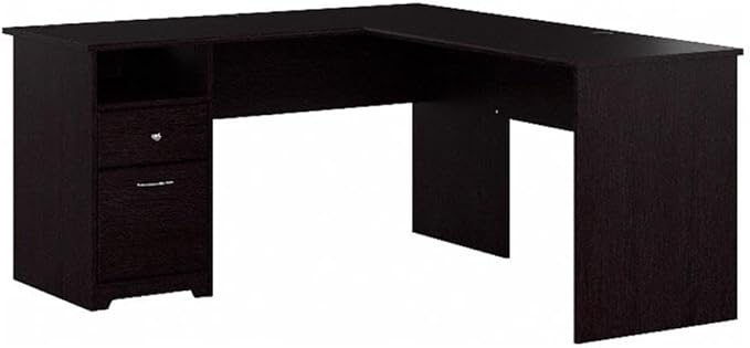 Cabot 60W L Shaped Computer Desk with Drawers in Harvest Cherry