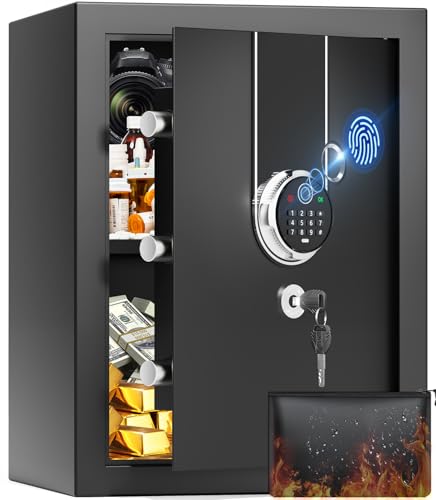 2.5 Cuft Biometric Safe Box, Fire Proof Safe For Home Documents with Fingerprint Lock