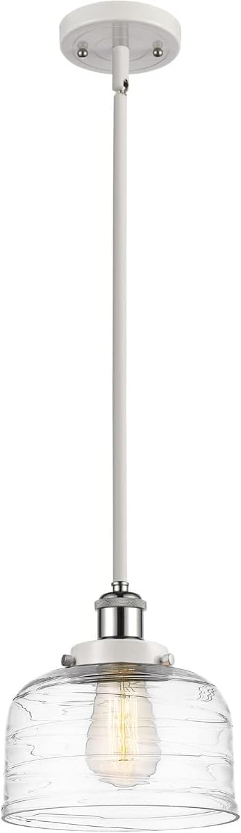 Lighting Bell - 1 Light Stem Hung Mini Pendant in Industrial Style-10 Inches Tall and 8 Inches