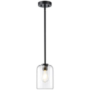 Black Pendant Light Fixtures, 6 Inch Clear Glass Shade