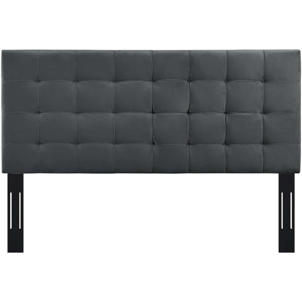 Modern Tufted Velvet Full Queen Headboard in Gray