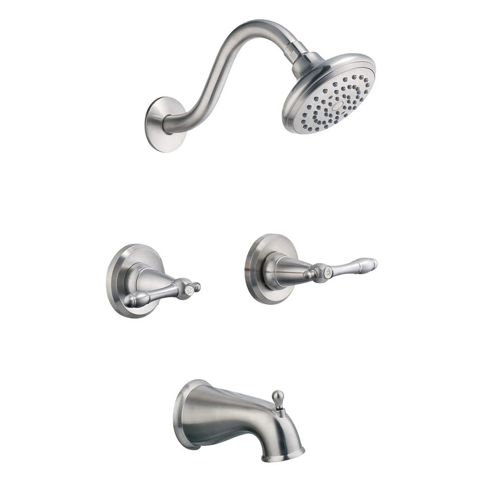 Bath and Shower Trim Kit with Valve, Dual-Handle, High-Pressure Shower Head