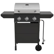 3-Burner Propane Gas Grill with Side Tables, 27,000BTUs, Stainless Steel Lid