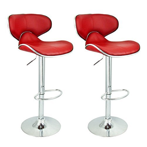 2 x PU Leather Hydraulic Lift Adjustable Counter Bar Stool Dining Chair