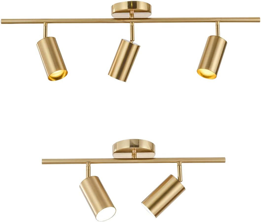 Gold Flush Mount Tracking Light Kit 3 Light Wall Decorative Lamp