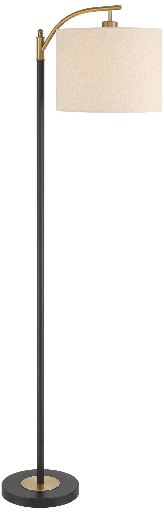 Mid Century Modern Downbridge Floor Lamp 61 1/2" Tall Black Warm Gold Metal