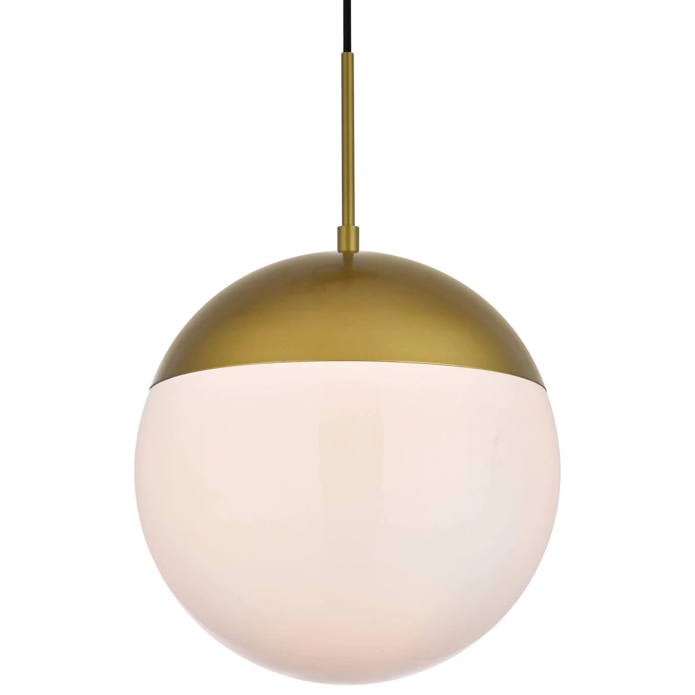 Living District Eclipse 1-Light & Glass Metal Pendant in Brass/White