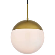 Living District Eclipse 1-Light & Glass Metal Pendant in Brass/White