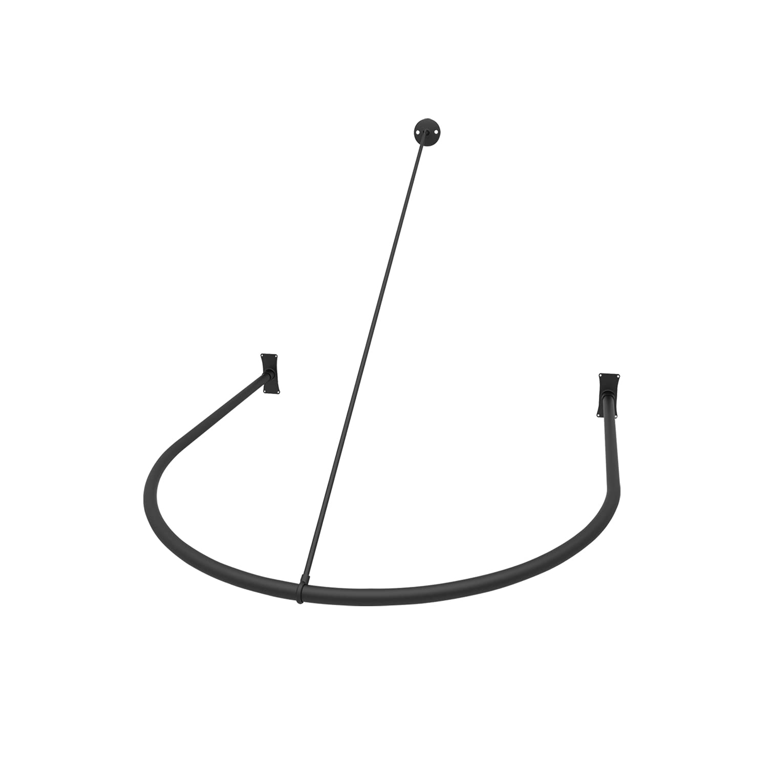 Heavy-Duty Half-Oval Stainless Steel Shower Curtain Rod with Swivel Ceiling Support