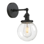 Black Bathroom Light Fixture Single Industrial Wall Sconce with 5.9 Inches Globe