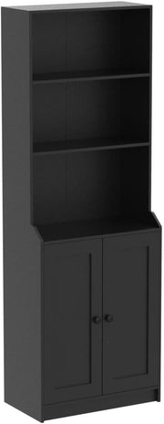 75" Tall Book Shelf and Bookcase with 2 Doors