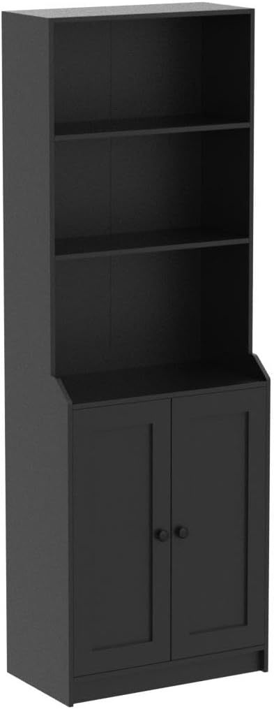 75" Tall Book Shelf and Bookcase with 2 Doors