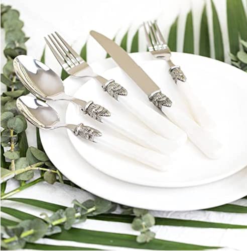 20 pieces Stainless Steel Vintage Flatware Sets With White Hanld