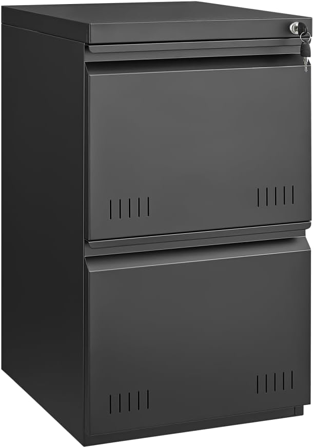 Home Office, Lockable 3 Drawer Filing Cabinet with Wheels