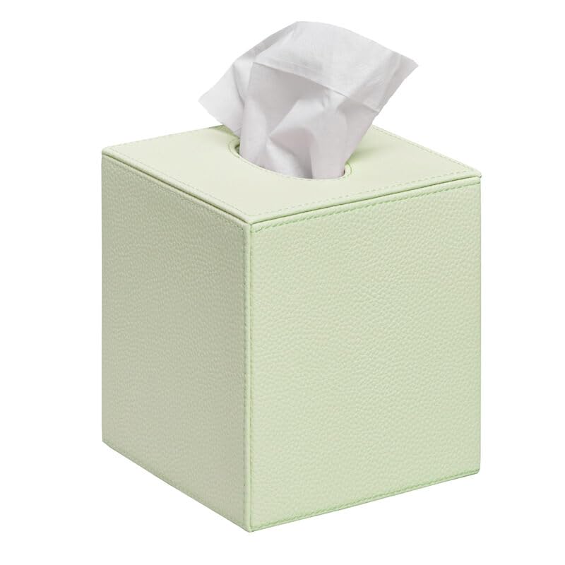 Faux Leather Tissue Box Cover | Light Green