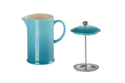 Stoneware Cafetière French Press with Stainless Steel Plunger, 1 Litre, Serves 3-4 Cups, Teal