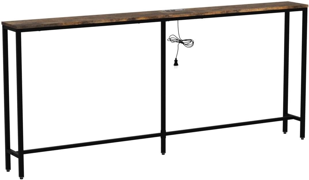70.9" Narrow Long Console Sofa Table with 2 Power Outlets & USB Ports for Living Room