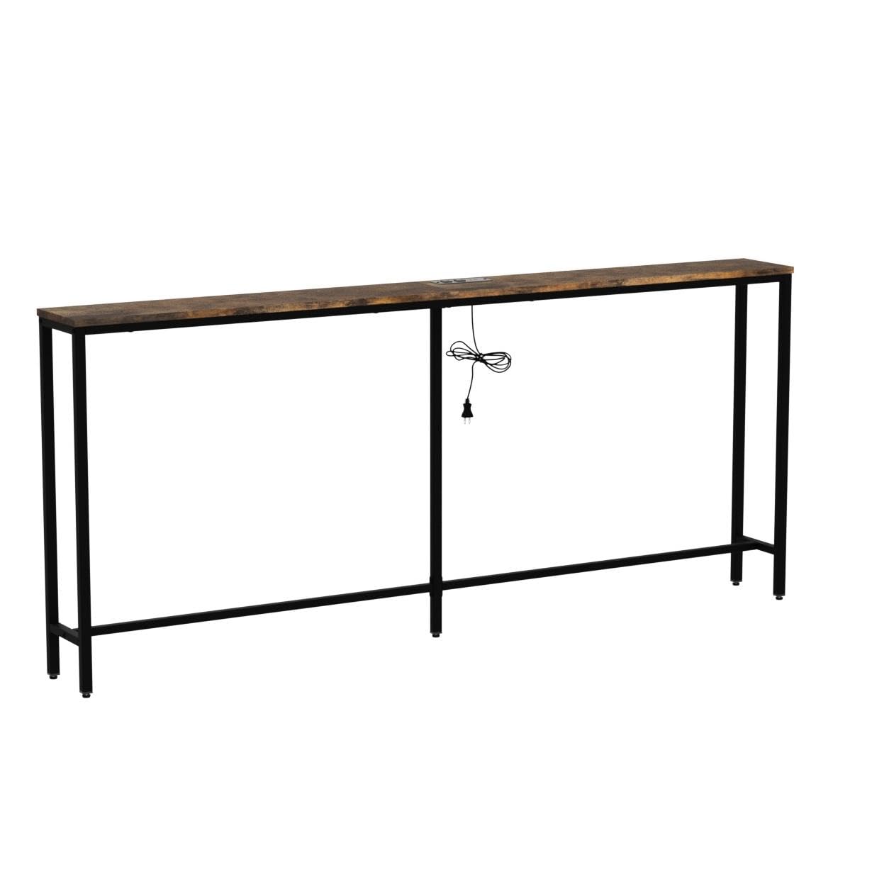 70.9" Narrow Long Console Sofa Table with 2 Power Outlets & USB Ports for Living Room