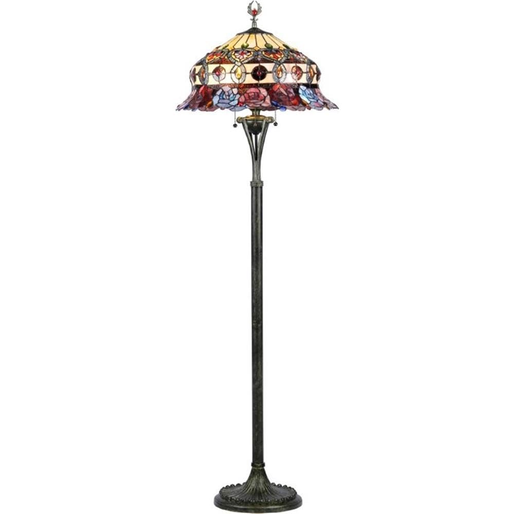 CH20B547-FL3 Tiffany-Style Roses 3-Light Floor Lamp with 20-Inch Shade, Bronze