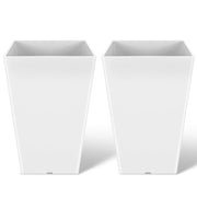Set of 2 16 Inch Large Taper Planters Outdoor Indoor Tall Resin Flower Pots with Drainage