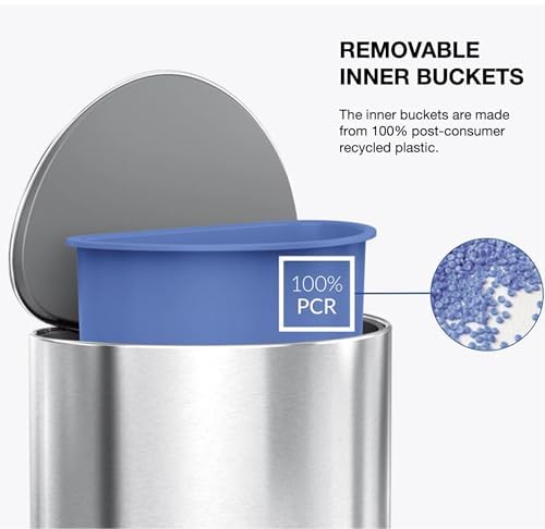 simplehuman 6L semi-Round Step can, Brushed Stainless Steel