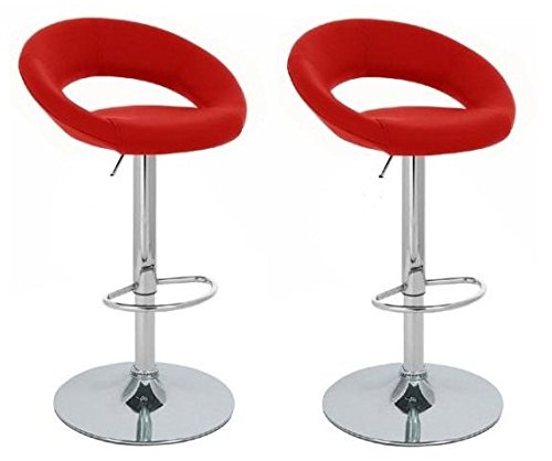 Delta LTR Synthetic Leather Adjustable Bar Stools - Bright Red (Set of 2)